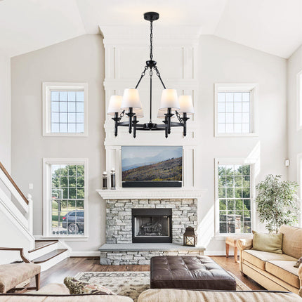 Black 6-Light Fabric Chandelier