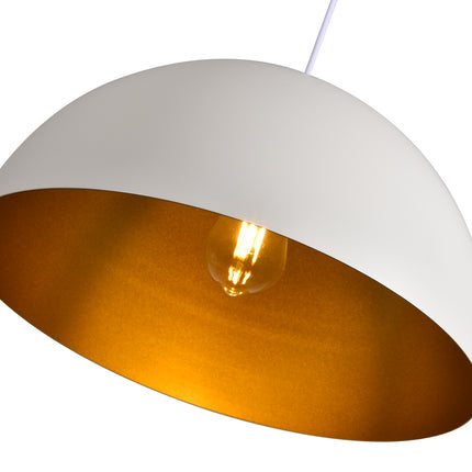 Modern White & Gold Dome Pendant Light (2-Pack)