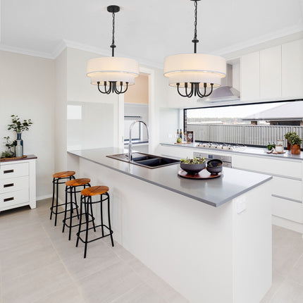5-Light Black Double Drum Chandelier