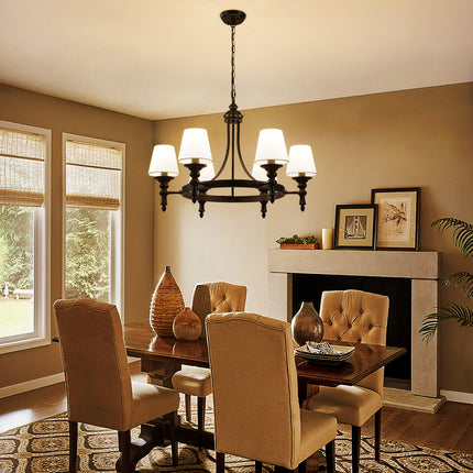 Chandelier Fabric Shade Wheel 6-Light