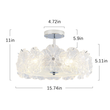5-Light Polished Chrome Tulip Flower Glass Ceiling Light