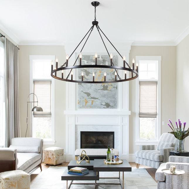 Chandelier Candle Wagon Wheel 20-Light