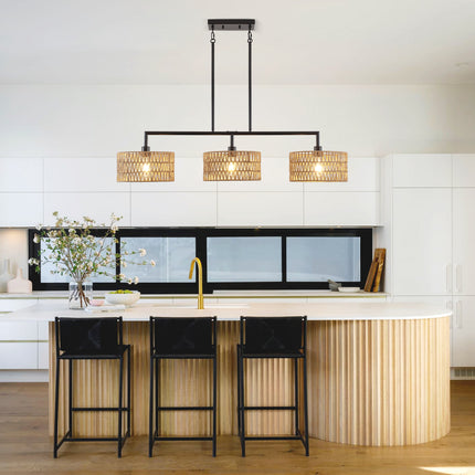 3-Light Woven Rattan Island Pendant