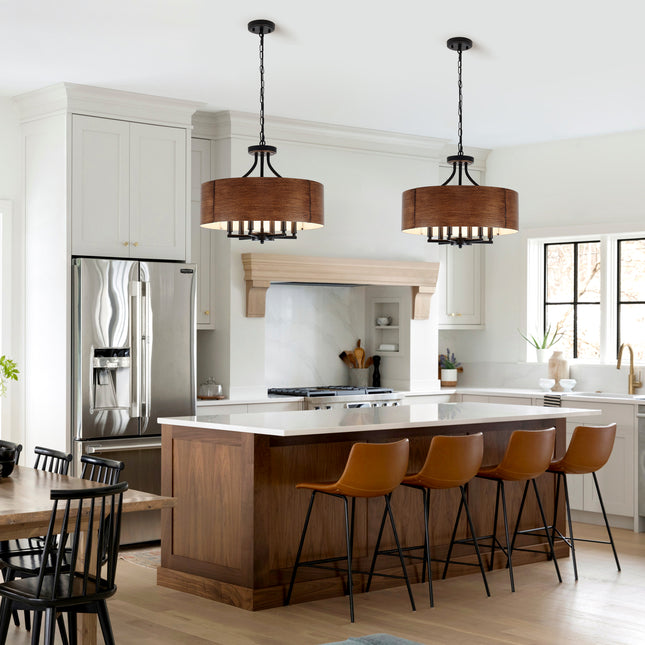 6-Light Rustic Brown Drum Chandelier