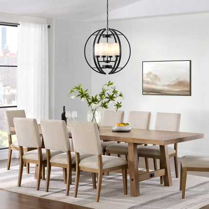 4-Light Black Globe Chandelier