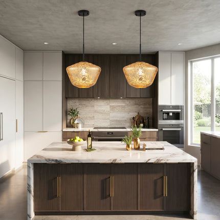 Modern Gold Foil Glass Bowl Pendant Light