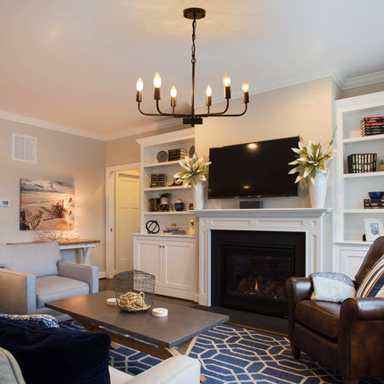 6-Light Modern Farmhouse Black Chandelier