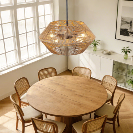 Coastal Boho 5-Light Woven Rattan Chandelier