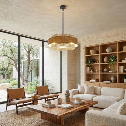 Farmhouse 5-Light Woven Rope Chandelier