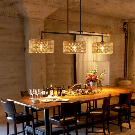 3-Light Woven Rattan Island Pendant