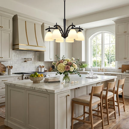 6-Light Black Dining Room Chandelier