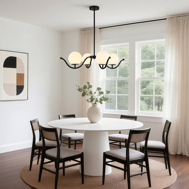 Minimalist 4-Light Black Globe Chandelier