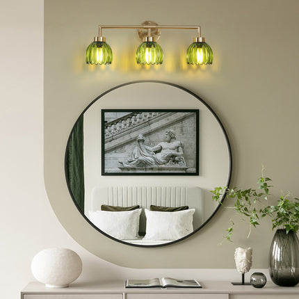 Wall Sconce Light Green Glass 3-Light