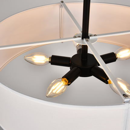 2-in-1 Black 5-Light Fabric Drum Light