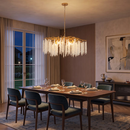 12-Light Matte Gold Crystal Branch Chandelier