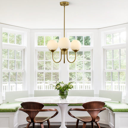 Chandelier Milky White Glass Shade 3-Light