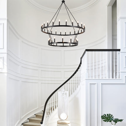 Chandelier Candle Wagon Wheel 24+12-Light