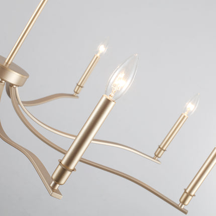 Matte Black 8-Bulb Curved Arm Chandelier