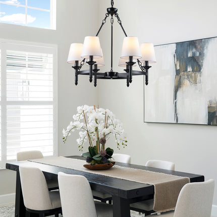 Black 6-Light Fabric Chandelier