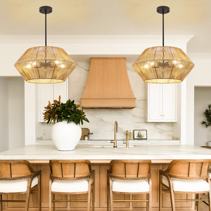 Coastal Boho 5-Light Woven Rattan Chandelier