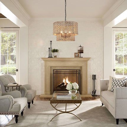 5-Light 2-Tier Woven Seagrass pendant light
