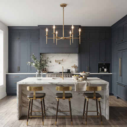 6-Light Matte Gold Candle Chandelier