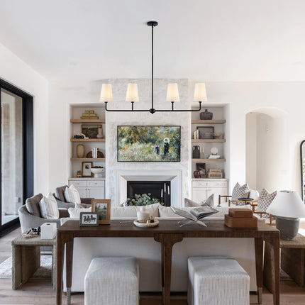 4-Light Matte Black Linear Pendant Light