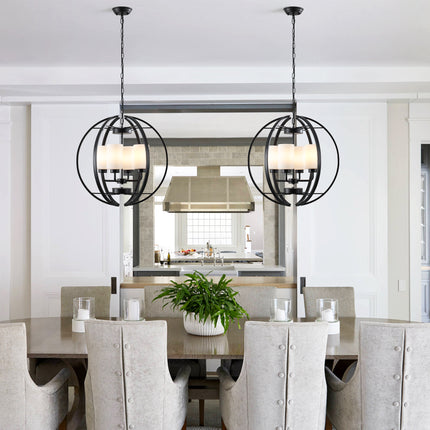 4-Light Black Globe Chandelier