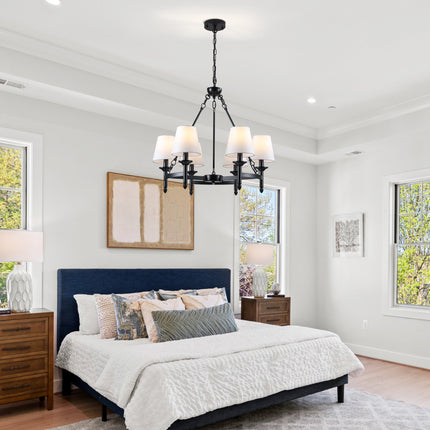 Black 6-Light Fabric Chandelier