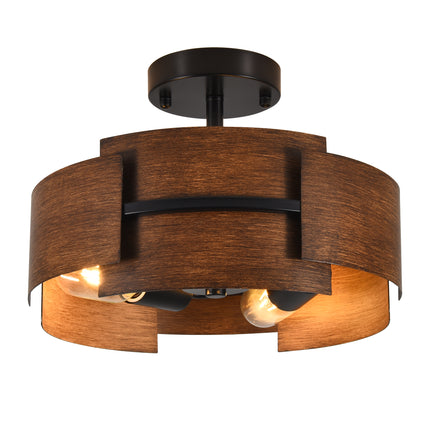 3-Light Black Metal Flush Mount Ceiling Light