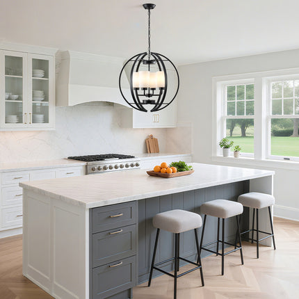 4-Light Black Globe Chandelier