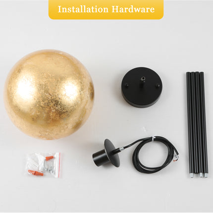 Matte Black Gold Foil Globe Pendant