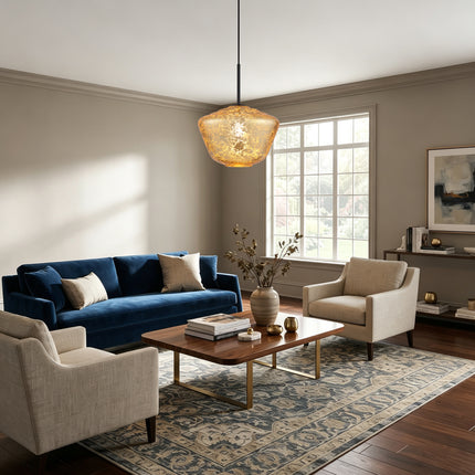 Modern Gold Foil Glass Bowl Pendant Light