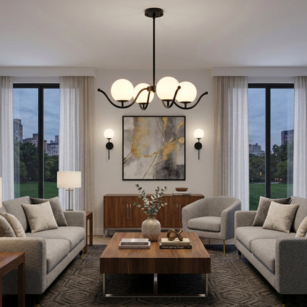 Minimalist 4-Light Black Globe Chandelier