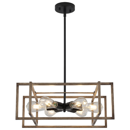 Rectangular 6-Light Black Island Chandelier