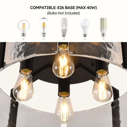 Black 4-Light Glass Ceiling Light