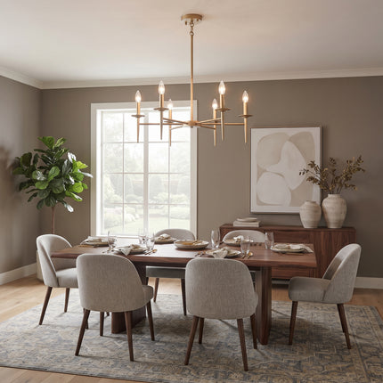 6-Light Matte Gold Candle Chandelier