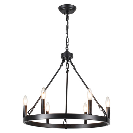 Chandelier Candle Wagon Wheel 6-Light