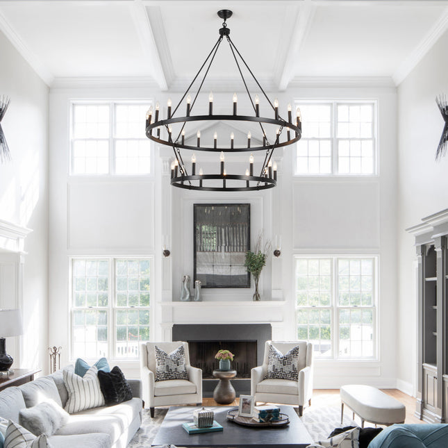 Chandelier Candle Wagon Wheel 24+12-Light