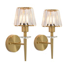 Set of 2 Brushed Brass 1-Light Fluted Glass Wall Sconces