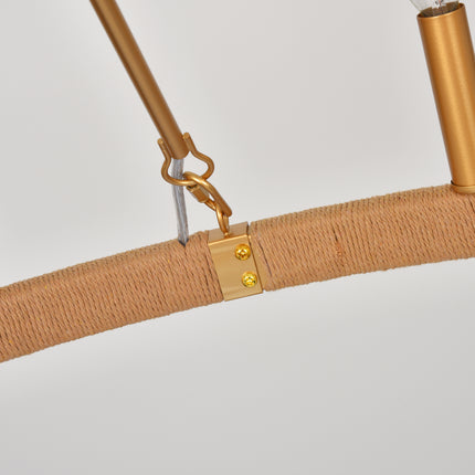 20-Light Matte Gold Rope Wagon Wheel Chandelier