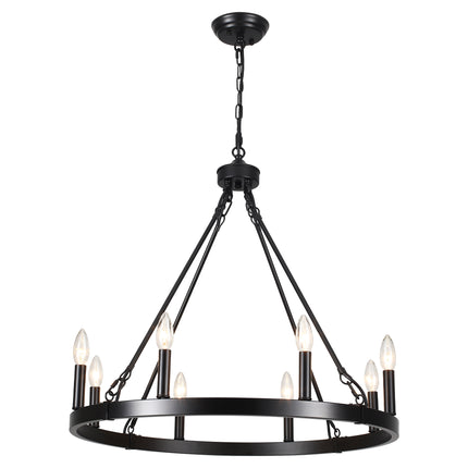 Chandelier Candle Wagon Wheel 8-Light