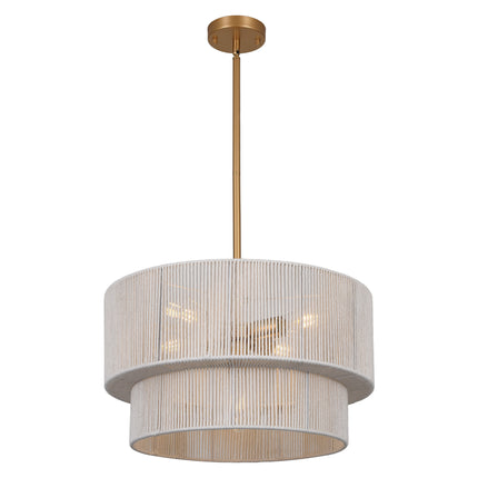 5-Light Black Chandelier with White Cotton Shade