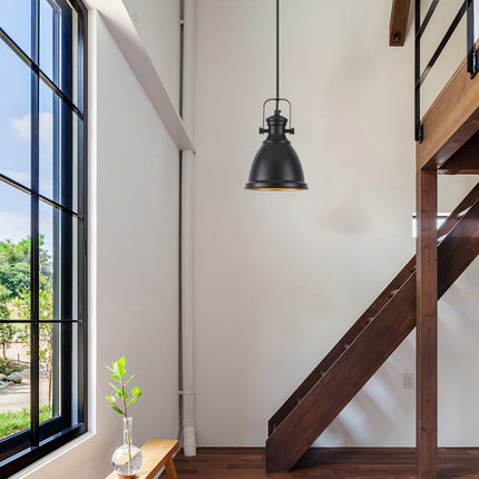 Industrial Black Dome Pendant Light