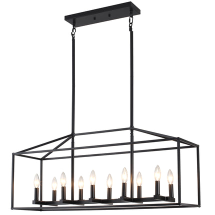 10-Light Black Linear Island Light