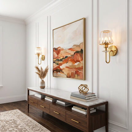 2-Pack 1-Light Brass Glass Strip Wall Sconces