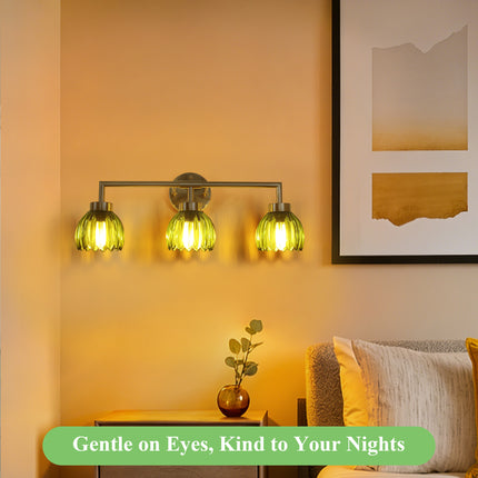 Wall Sconce Light Green Glass 3-Light