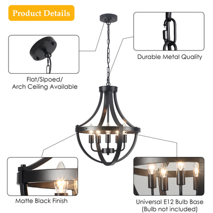 Chandelier Caged Metal Frame 5-Light