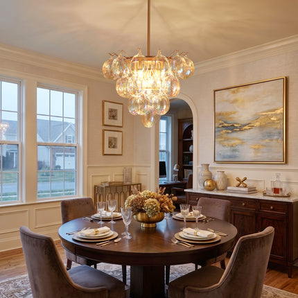 9-Light Matte Black Iridescent Globe Chandelier