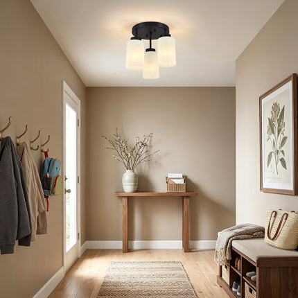Black 3-Light Ceiling Light with Frosted Glass